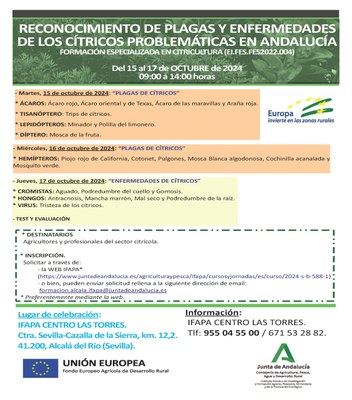 Taller formativo "Reconocimiento de plagas y enfermedades de los cítricos problemáticas en Andalucía"